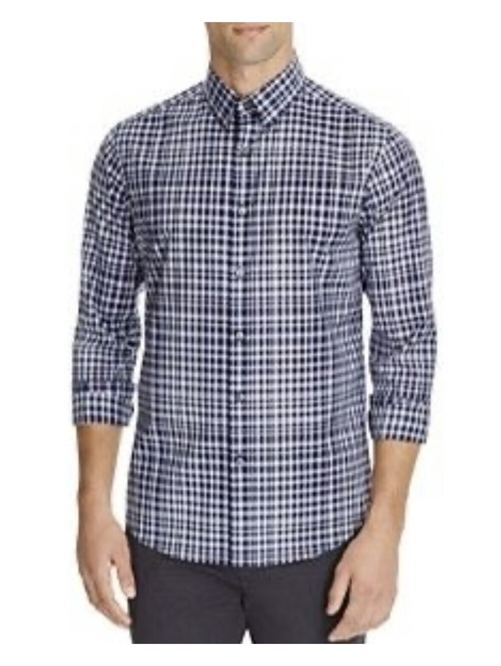 THEORY Men’s Cotton Sylvain Inkster Checkered Button-Up Shirt In Navy-Large
